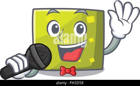 Singen square Maskottchen Cartoon Stil Vector Illustration Stock Vektor