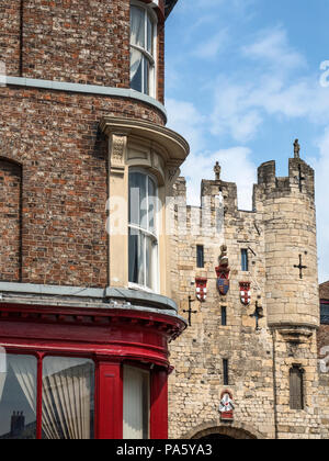 Micklegate Bar an der Ecke Queen Street in York Yorkshire England Stockfoto