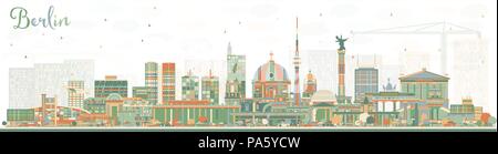 Berlin Deutschland Skyline der Stadt mit Gebäuden. Vector Illustration. Business Travel und Tourismus Konzept mit historischer Architektur. Stock Vektor