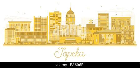 Topeka Kansas City Skyline Golden Silhouette. Vector Illustration. Business Travel und Tourismus Konzept mit moderner Architektur. Topeka Stadtbild mit Stock Vektor