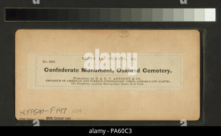 344 Konföderierten Denkmal, Oakland Cemetery, Atlanta, Ga (Nypl b 11707424-G 90 F 147 004B) Stockfoto