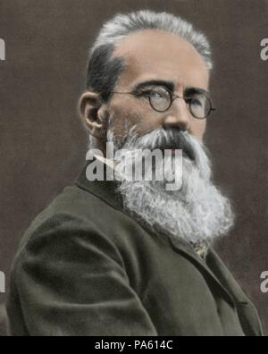 Nikolai Andreyevich Rimsky-Korsakov (1844-1908). Rusian Komponist und Dirigent. Porträt. Fotografie. Gefärbt. Stockfoto