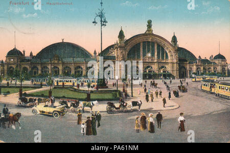 . Englisch: Frühe Postkarte Bild der Hauptbahnhof in Frankfurt am Main, Deutschland. ca. 1912 671 Frankfurt a. M., Hauptbahnhof Stockfoto