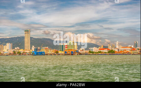 George Town, Penang, Malaysia - 8. Dezember 2017: Panoramablick auf das Stadtbild von George Town in Malaysia. Stockfoto