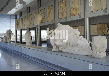 Osten Giebel des Parthenon. Geburt der Athene. 5. Jahrhundert v. Chr.. Replik. Akropolis Museum. Athen. Griechenland. Original verbleibt im British Museum, London ausgesetzt. Stockfoto