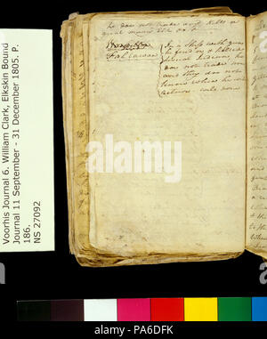 321 Clark Familie Sammlung - Band 6. Elkskin Journal, Seite 186, kein Datum Stockfoto