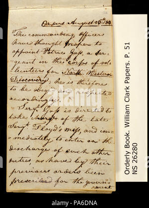 319 Clark Familie Sammlung - Band 20. Geordnete Buch, Seite 51, 26. August 1804 Stockfoto