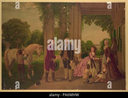 George Washington einladend Marquis De Lafayette zu seinem Haus am Mount Vernon. Museum: private Sammlung. Stockfoto