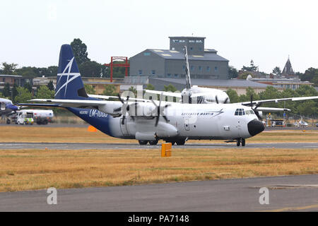 Flughafen Farnborough, Hampshire, UK. Juli 2018 20. Lockheed Martin LM-100 J Super Hercules, Farnborough International Airshow, Flughafen Farnborough, Hampshire, UK, 20. Juli 2018, Foto von Richard Goldschmidt Credit: Rich Gold/Alamy leben Nachrichten Stockfoto