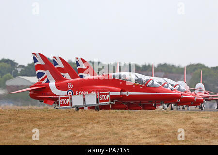 Flughafen Farnborough, Hampshire, UK. Juli 2018 20. Rote Pfeile, Farnborough International Airshow, Flughafen Farnborough, Hampshire, UK, 20. Juli 2018, Foto von Richard Goldschmidt Credit: Rich Gold/Alamy leben Nachrichten Stockfoto