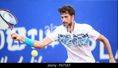 Umag, Kroatien. 20. Juli 2018. Robin Hasse der Niederlande konkurriert während der singles Viertelfinalegleichen gegen Andrej Rublev von Russland 2018 ATP Croatia Open in Umag, Kroatien, am 20. Juli 2018. Robin Hasse gewann 2-0. Quelle: Igor Soban/Xinhua/Alamy leben Nachrichten Stockfoto