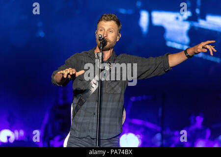 Twin Lakes, Wisconsin, USA. 20. Juli 2018. DIERKS BENTLEY während des Landes Donner Music Festival im Twin Lakes, Michigan Credit: Daniel DeSlover/ZUMA Draht/Alamy leben Nachrichten Stockfoto