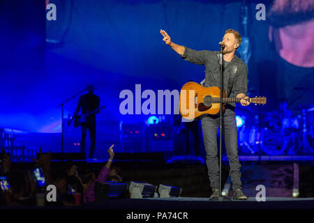 Twin Lakes, Wisconsin, USA. 20. Juli 2018. DIERKS BENTLEY während des Landes Donner Music Festival im Twin Lakes, Michigan Credit: Daniel DeSlover/ZUMA Draht/Alamy leben Nachrichten Stockfoto