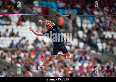 London, Großbritannien. 21. Juli 2018. Das Stadion in London, London, Großbritannien. Samstag, 21. Juli 2018. Renaud Lavillenie (FRA) in Männer Polo Vault während 2018 IAAF Diamond League - Muller Geburtstag Spiele in London Stadion am Samstag, den 21. Juli 2018. LONDON, ENGLAND. Credit: Taka G Wu Credit: Taka Wu/Alamy Live News Credit: Taka Wu/Alamy leben Nachrichten Stockfoto