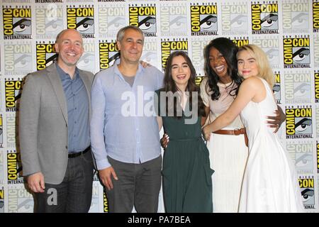 San Diego, CA. 19. Juli 2018. SAN DIEGO - Juli 19: Gene Klein, Doug Liman, Sarah Desjardins, Enuka Okuma, Maddie Hasson auf der YouTube "Impuls" - 2018 SDCC - Donnerstag auf der Comic-Con International am Juli 19, 2018 in San Diego, CA anwesend für San Diego Comic-Con - DO, San Diego Convention Center, San Diego, CA 19. Juli 2018. Credit: Priscilla Grant/Everett Collection/Alamy leben Nachrichten Stockfoto