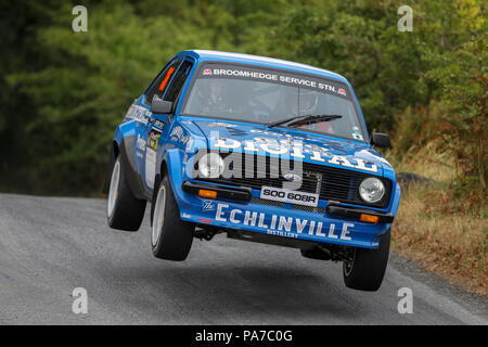 Lisburn, Nordirland. 21. Juli 2018, Eikon Messegelände, Lisburn, Nordirland, Motorsport, carryduff Gabelstapler nach unten mobilisieren; Wesley Patterson und Johnny Baird (Ford Escort MkII) Credit: Aktion Plus Sport Bilder/Alamy leben Nachrichten Stockfoto