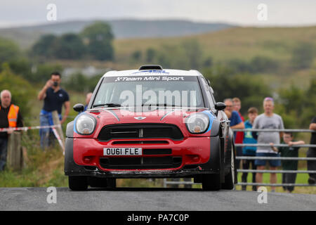 Lisburn, Nordirland. 21. Juli 2018, Eikon Messegelände, Lisburn, Nordirland, Motorsport, carryduff Gabelstapler nach unten mobilisieren; Daniel Harper und Chris Campbell (Mini JCW WRC) Finish auf Platz 4 Quelle: Aktion Plus Sport Bilder/Alamy leben Nachrichten Stockfoto