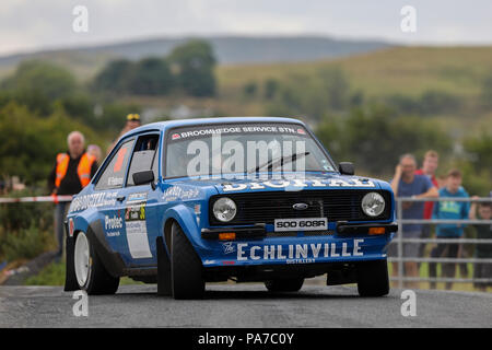 Lisburn, Nordirland. 21. Juli 2018, Eikon Messegelände, Lisburn, Nordirland, Motorsport, carryduff Gabelstapler nach unten mobilisieren; Wesley Patterson und Johnny Baird (Ford Escort MkII) Finish auf Platz 10 Quelle: Aktion Plus Sport Bilder/Alamy leben Nachrichten Stockfoto