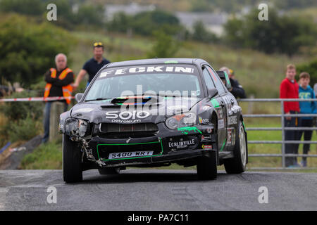 Lisburn, Nordirland. 21. Juli 2018, Eikon Messegelände, Lisburn, Nordirland, Motorsport, carryduff Gabelstapler nach unten mobilisieren; Stuart Biggerstaff und Anthony Nestor (Subaru Impreza) Ende in Platz 7 Credit: Aktion Plus Sport Bilder/Alamy leben Nachrichten Stockfoto