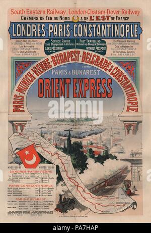 Plakat werbung des Orient Express. Museum: private Sammlung. Stockfoto