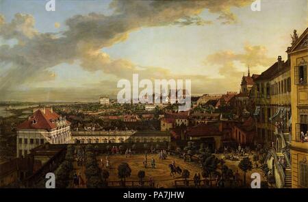Blick auf Warschau von der Terrasse des Königlichen Schlosses. Museum: Muzeum Narodowe, Warschau. Stockfoto
