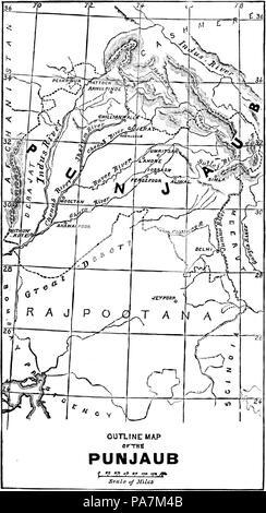377 entscheidenden Schlachten seit Waterloo-Outline Karte der Punjaub Stockfoto