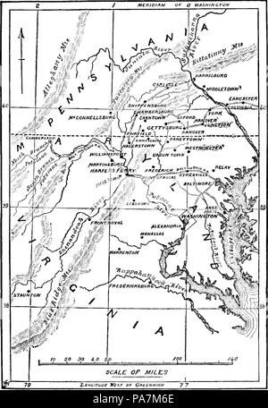 377 entscheidenden Schlachten seit Waterloo - Gettysburg campaign Map Stockfoto