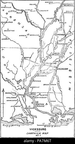 377 entscheidenden Schlachten seit Waterloo-Vicksburg Kampagne Karte Nr. 1 Stockfoto