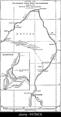 377 entscheidenden Schlachten seit Waterloo-Outline Karte des Landes von korti in Khartum zeigt die Routen von Brig Gen Stewart Stockfoto