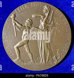 676 Friedrich Schiller, deutscher Dichter und Chirurg 100. Todestages Medaille Wien 1905, rückwärts Stockfoto