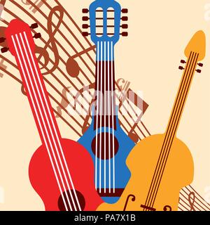 Jazz Festival Farben Gitarren spielen Musik song Vector Illustration Stock Vektor