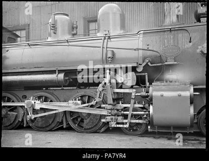 30 Bb klasse Dampflokomotive, New Zealand Railways Nr. 619, an der Petone Eisenbahn Workshops. Detailansicht des Ventils Bewegung in der Vorderachse. 178917 ATLIB Stockfoto
