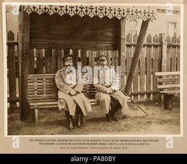 Kaiser Nikolaus II. und Großfürst Nikolai Nikolaevich. Stavka der Commander-in-chief. Museum: private Sammlung. Stockfoto