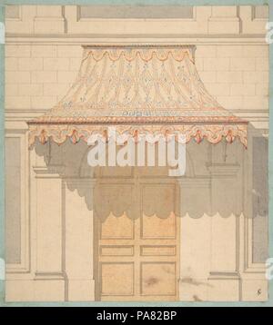 Design für eine Markise über einer Tür, im maurischen Stil. Artist: Jules-Edmond - Charles Lachaise (Französisch, gestorben 1897); Eugène-Pierre Gourdet (Französisch, geboren in Paris, 1820-1889). Abmessungen: Insgesamt: 10 5/6 x 14 3/4 in. (26,5 x 37,4 cm) Bild: 7 15/16 x 7 in. (20,1 x 17,8 cm). Datum: 1830-97. Museum: Metropolitan Museum of Art, New York, USA. Stockfoto