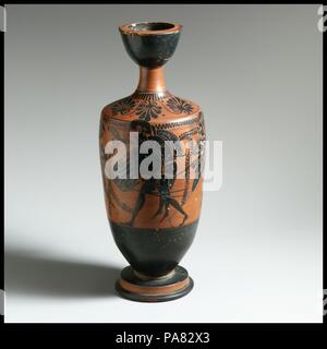 Lekythos. Kultur: Griechisch, Dachboden. Maße: 11 cm. (29,8 cm). Datum: Ende 6.Jh. v. Chr.. Museum: Metropolitan Museum of Art, New York, USA. Stockfoto