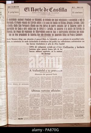 PERIODICO EL NORTE DE CASTILLA - 1936. Lage: Biblioteca Municipal, MADRID, SPANIEN. Stockfoto