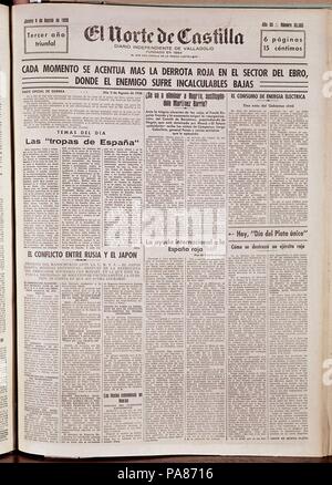 PERIODICO EL NORTE DE CASTILLA - 1938. Lage: Biblioteca Municipal, MADRID. Stockfoto