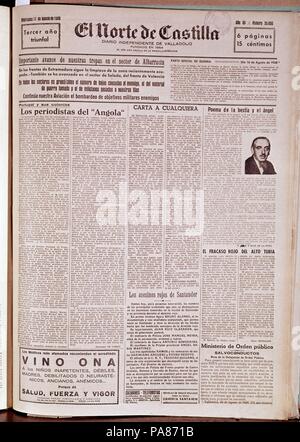 PERIODICO EL NORTE DE CASTILLA - 1938. Lage: Biblioteca Municipal, MADRID. Stockfoto