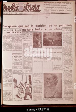 PERIODICO MUNDO OBRERO - 1936. Lage: Biblioteca Municipal, MADRID. Stockfoto