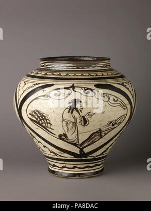 Wein jar (Guan), Cizhou ware. Artist: Chinesisch, Yuan Dynastie. Kultur: Chinesen. Abmessungen: H.31 cm.. Datum: Ende des 13. Anfang des 14. Jahrhunderts. Museum: Metropolitan Museum of Art, New York, USA. Stockfoto