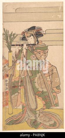 Die dritte segawa Kikunojo als Frau. Artist: katsukawa Shunjo (Japanisch, gestorben 1787). Kultur: Japan. Abmessungen: 11 3/8 x 5 1/2 in. (28,9 x 14,0 cm). Datum: Ca. 1780. Museum: Metropolitan Museum of Art, New York, USA. Stockfoto