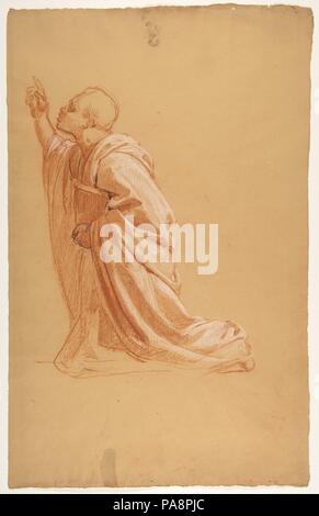 Kleriker (untere Register; Studie für die Wandmalereien in der Kapelle Saint Remi, Sainte-Clotilde, Paris, 1858). Artist: Isidore Pils (Französisch, Paris 1813/15-1875 Douarnenez). Abmessungen: 18 5/8 x 11 3/4 in. (47,3 x 29,8 cm). Datum: 19. Museum: Metropolitan Museum of Art, New York, USA. Stockfoto
