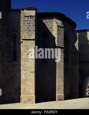 ABSIDES. Lage: IGLESIA DE SANTA MARIA LA REAL, OLITE, Navarra, Spanien. Stockfoto