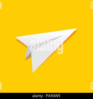 Einfach gefaltete Papier Flugzeug gelb Illustration Vektor Symbol Grafik Logo Design Template Stock Vektor