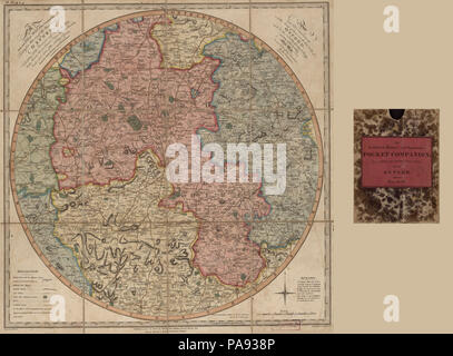 Eine neue und genaue Karte des Landes für 25 Meilen rund um die Universität Oxford - Aussteller alle direkten und Cross Roads, Hügeln, Tälern, Wälder, Flüsse, Kanäle, Städte, Dörfer, Stockfoto
