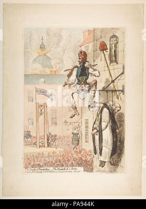 Der Höhepunkt der Französischen Herrlichkeit; - der Inbegriff von Freiheit. Künstler: James Gillray (Briten, Chelsea London, 1756-1815). Abmessungen: Platte: 13 7/8 x 9 7/8 in. (35,2 x 25,1 cm) Blatt: 19 1/2 x 13 1/8 in. (49,5 x 33,3 cm). Herausgeber: Hannah Humphrey (London). Datum: 12.Februar 1793. Museum: Metropolitan Museum of Art, New York, USA. Stockfoto