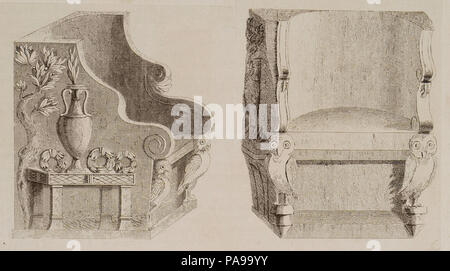 167 Marmor Sitze, von denen eine vom Kloster Kaisariani, Athen - Stuart James&amp; Nicholas Revett - 1794 Stockfoto