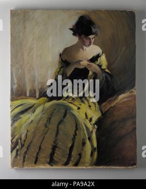 Studie in Schwarz und Grün (Öl Skizze). Artist: zugeschrieben, John White Alexander (Amerikanische, Allegheny, Pennsylvania 1856-1915 New York). Abmessungen: 20 x 16 in. (50,8 x 40,6 cm). Datum: Ca. 1906. Museum: Metropolitan Museum of Art, New York, USA. Stockfoto