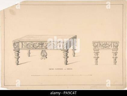 Design für quadratische Pianoforte, griechischen Stil. Künstler: Robert William Hume (Briten, London 1816-1904 Long Island City). Datum: 1835-1900. Museum: Metropolitan Museum of Art, New York, USA. Stockfoto