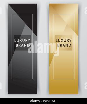 Vertikale Luxus gold schwarz Banner. Dreieck vector Hintergrund Stock Vektor